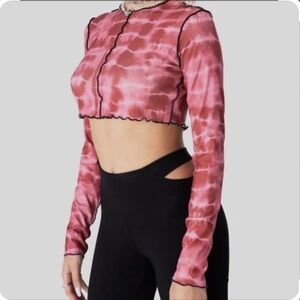 Adika Red Tie-Dye Crop Top with Black Stitching